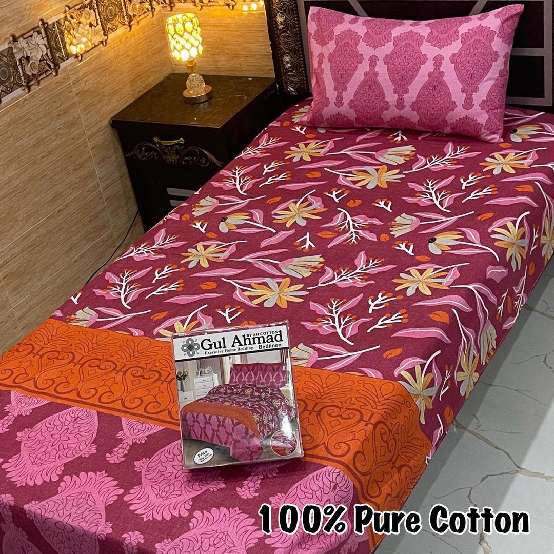 Multicolor Printed Cotton Bedsheet Set - 4 Pcs for Single Bed