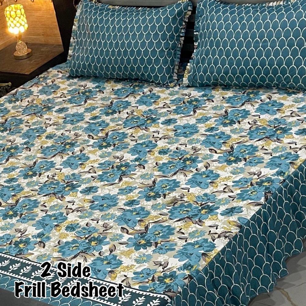 3 Pcs Cotton Salonica Frill Double Bedsheet