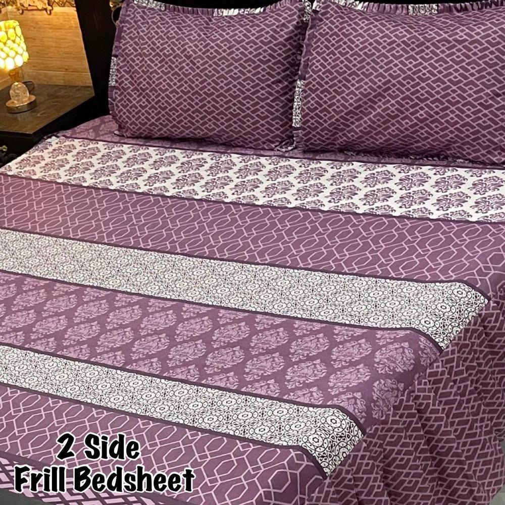 3 Pcs Cotton Salonica Frill Double Bedsheet