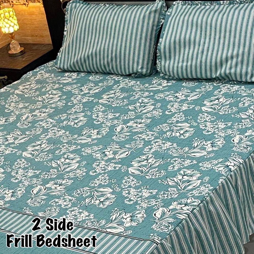 3 Pcs Cotton Salonica Frill Double Bedsheet