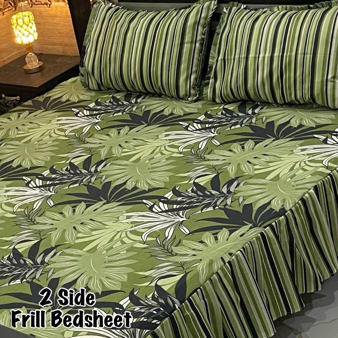 3 Pcs Cotton Salonica Frill Double Bedsheet