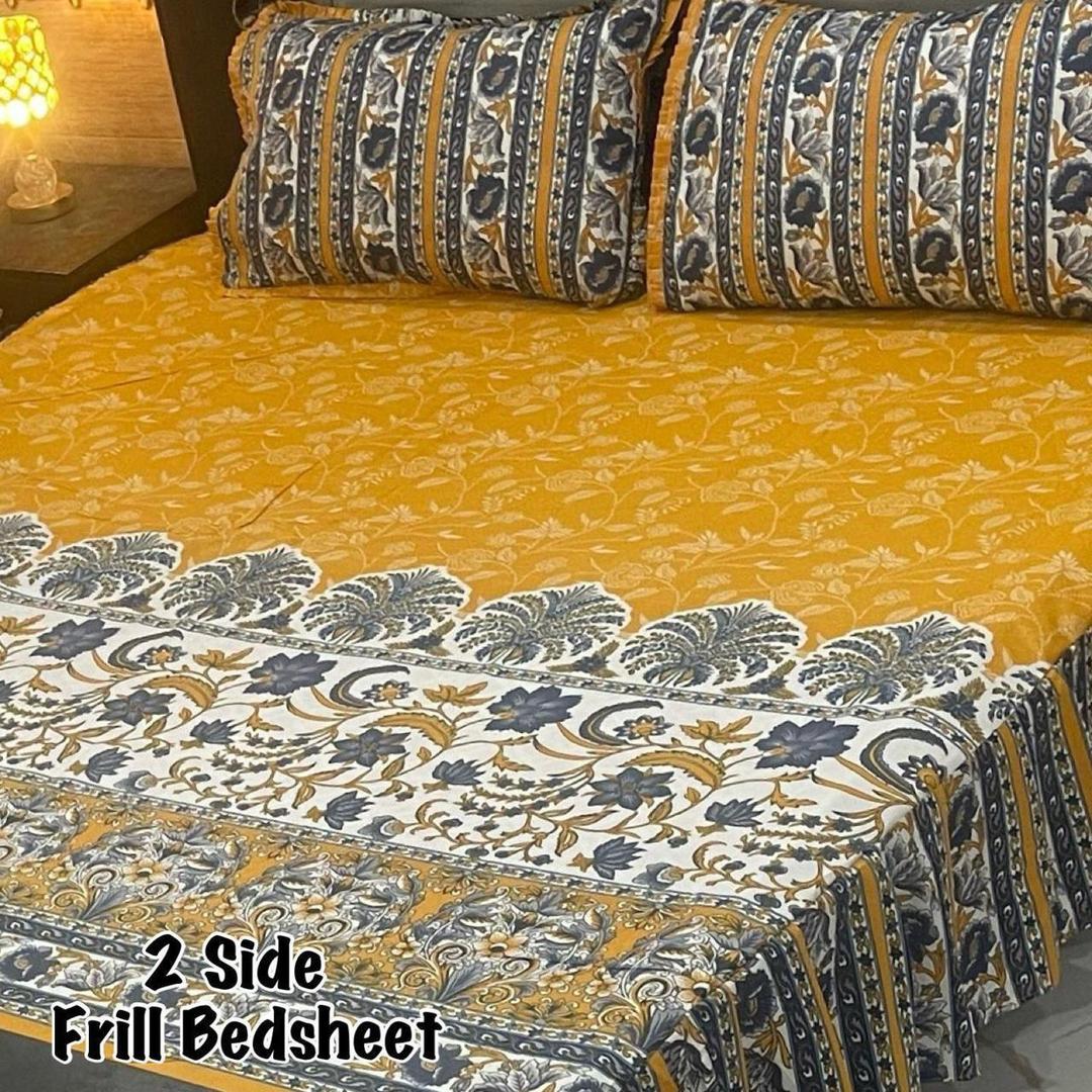 3 Pcs Cotton Salonica Frill Double Bedsheet