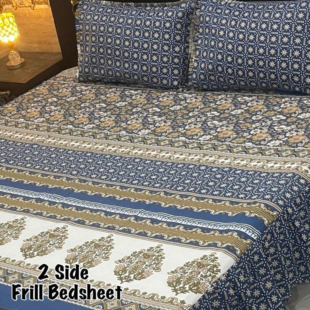 3 Pcs Cotton Salonica Frill Double Bedsheet