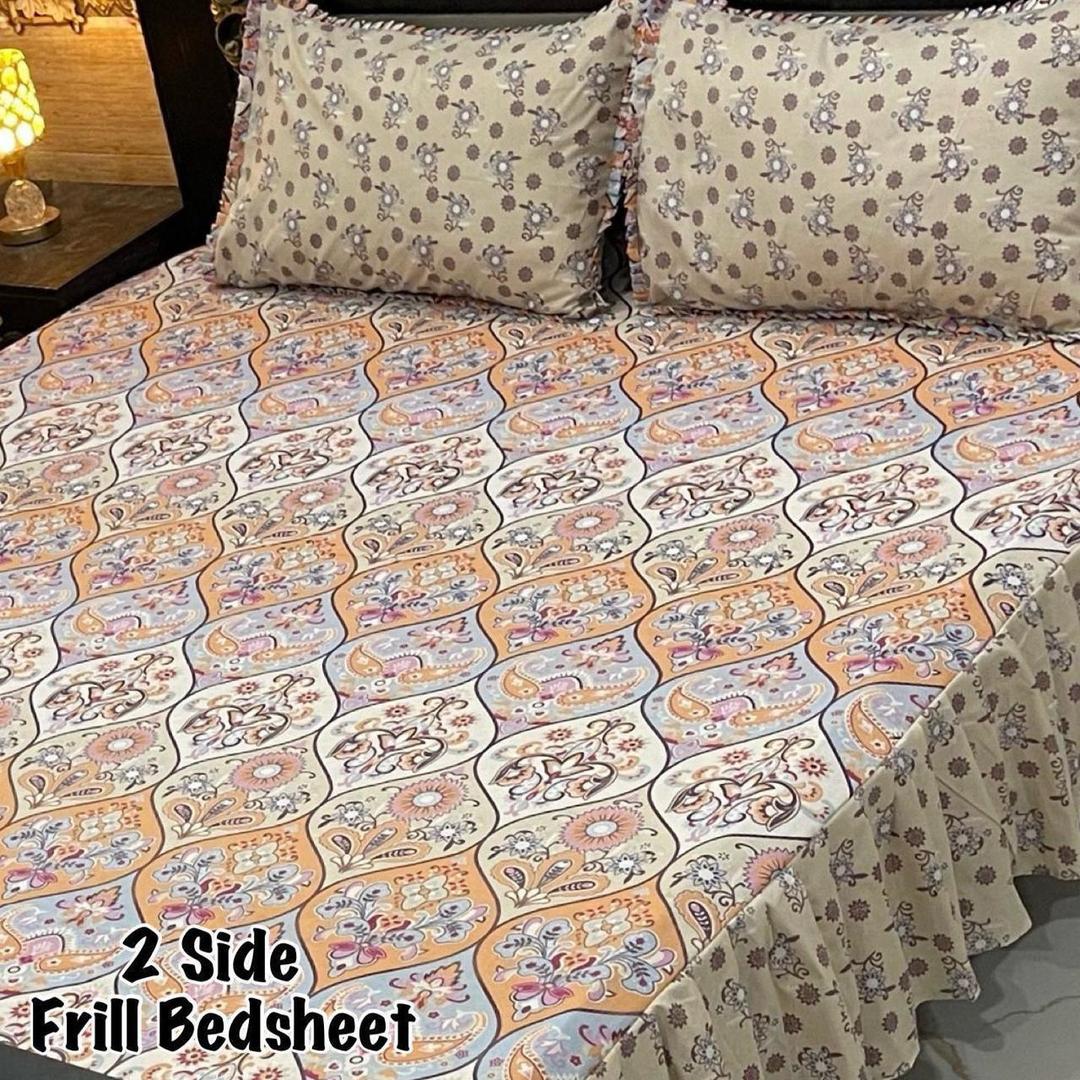 3 Pcs Cotton Salonica Frill Double Bedsheet