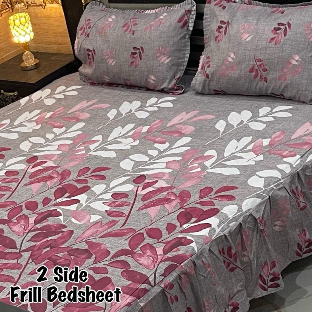 3 Pcs Cotton Salonica Frill Double Bedsheet