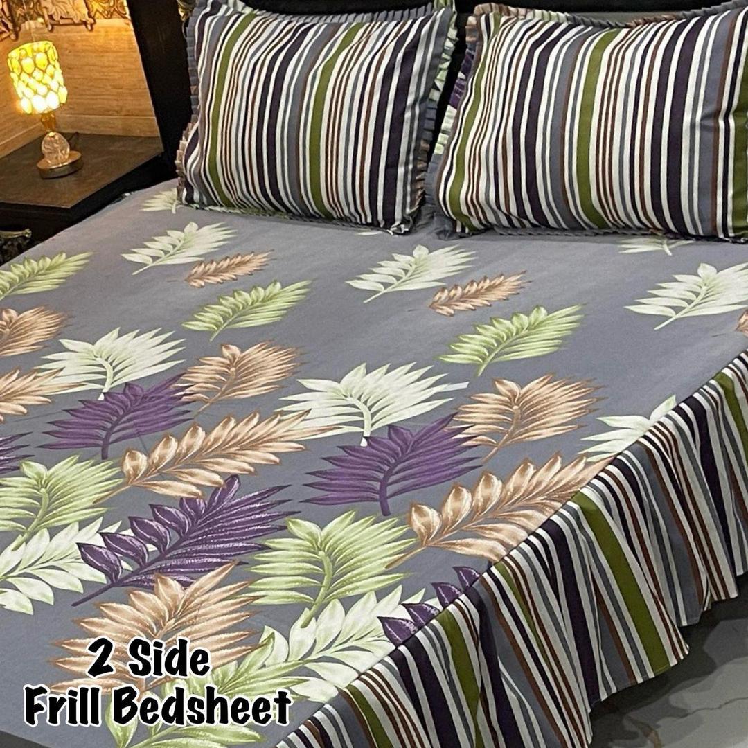 3 Pcs Cotton Salonica Frill Double Bedsheet