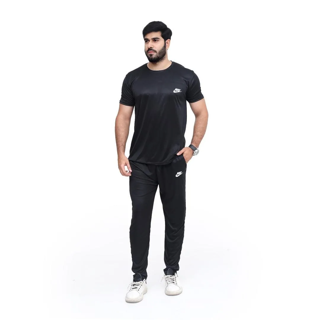 2 Pcs Men's Micro Interlock Printed Track Suit BLACK NiK