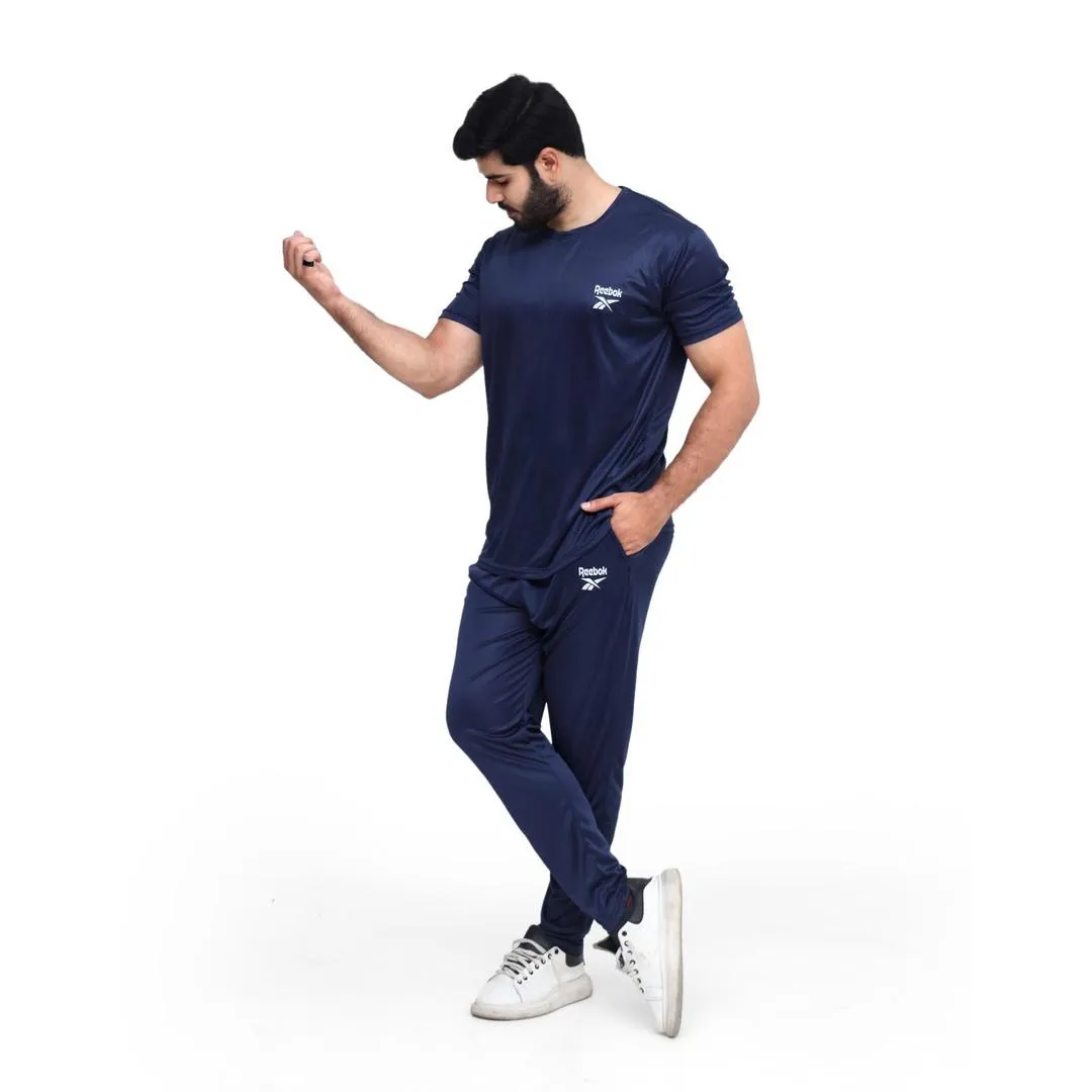 2 Pcs Men's Micro Interlock Printed Track Suit BLUE Ree