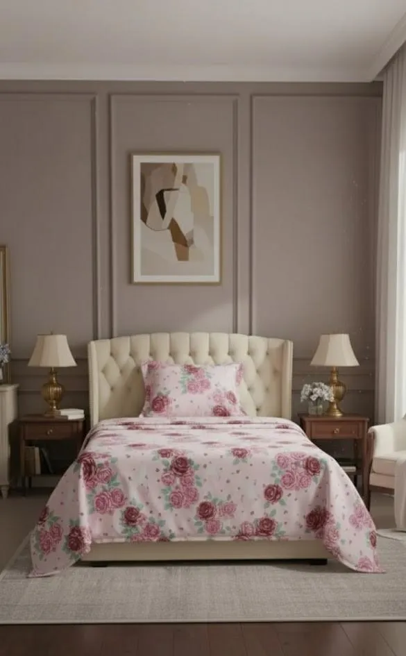 Romantic Rose Garden –cotton Bedsheet Set-BS06