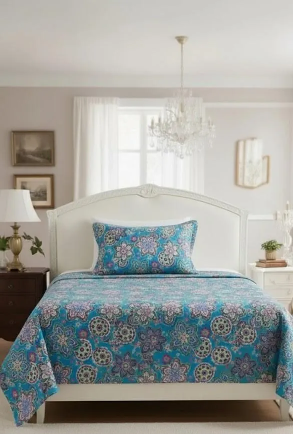 Elegant Floral Patterned – cotton Bedsheet Set-BS15