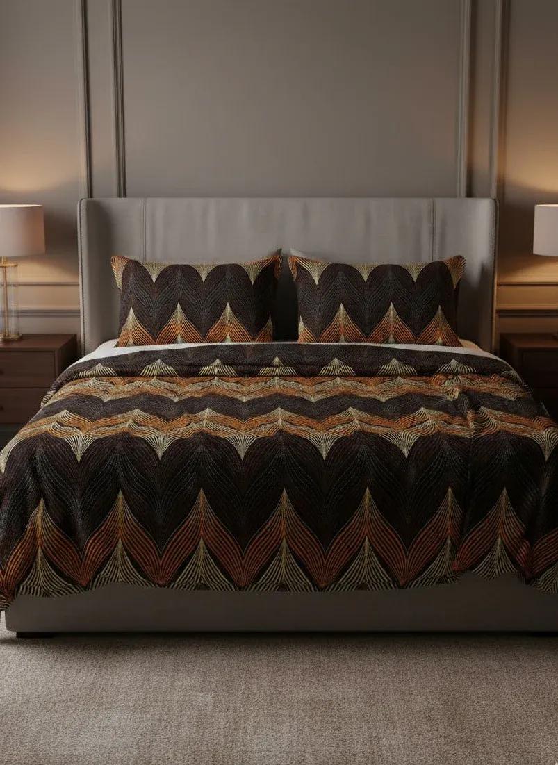 Autumn Chevron Elegance – cotton Bedsheet Set-BS09