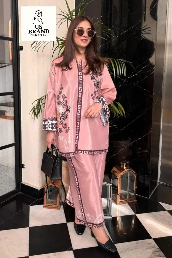 2 Pcs Women's Stitched Swiss Lawn Printed Co-Ord Set