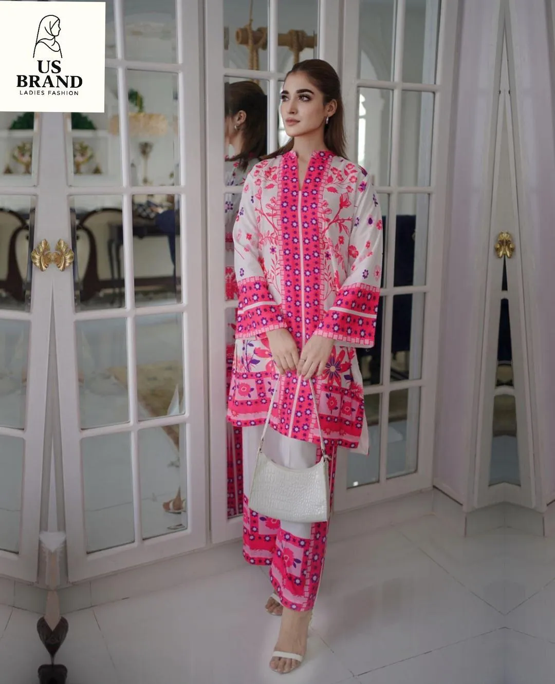 2 Pcs Women's Stitched Swiss Lawn Digital Print Shirt And Trouser