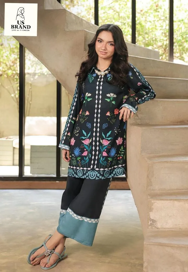 2 Pcs Women's Stitched Swiss Lawn Digital Print Co-Ord Set