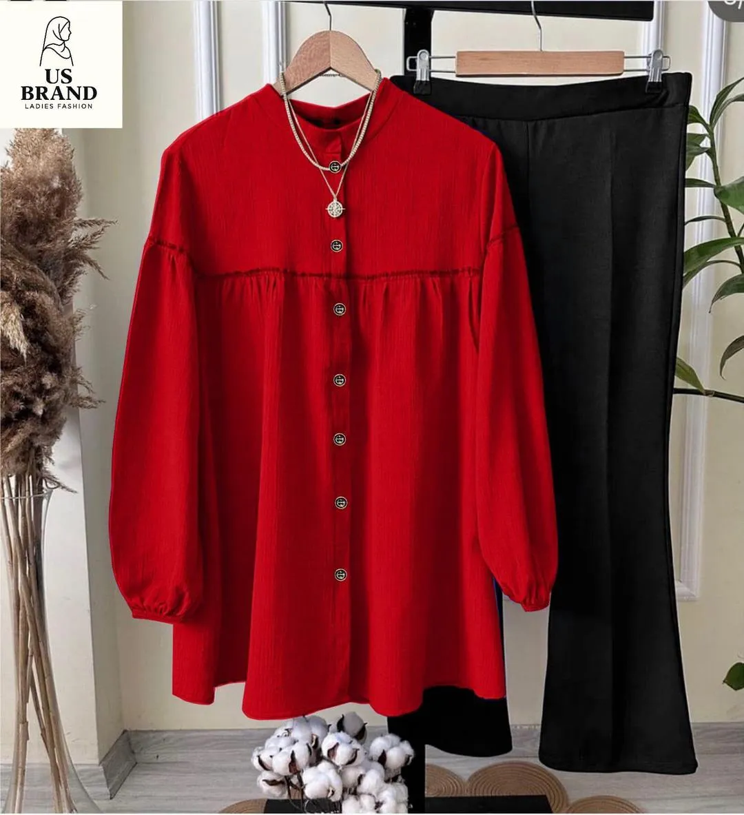 2 Pcs Women's Stitched Georgette Plain Shirt And Trouser