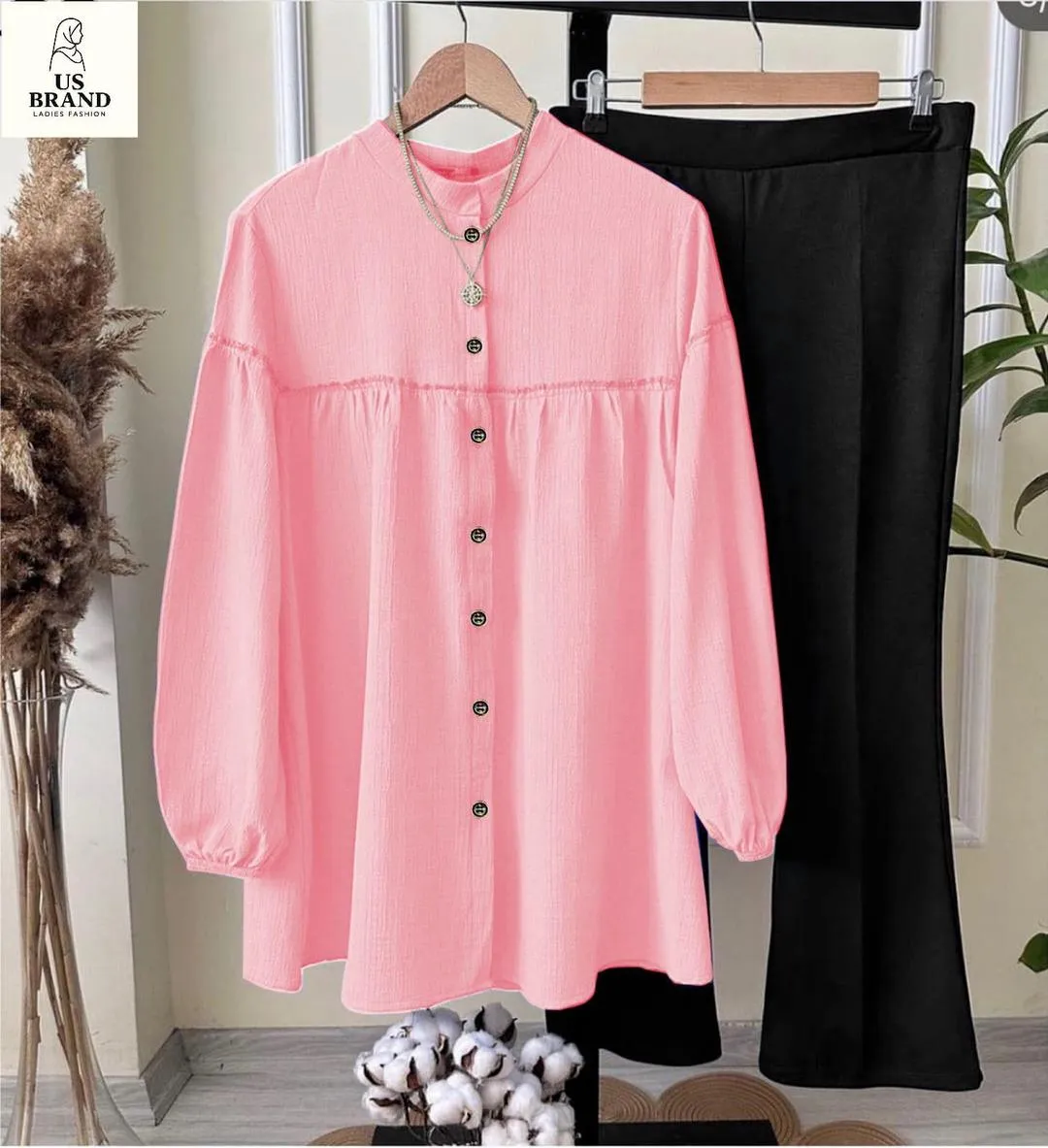 2 Pcs Women's Stitched Georgette Plain Shirt And Trouser