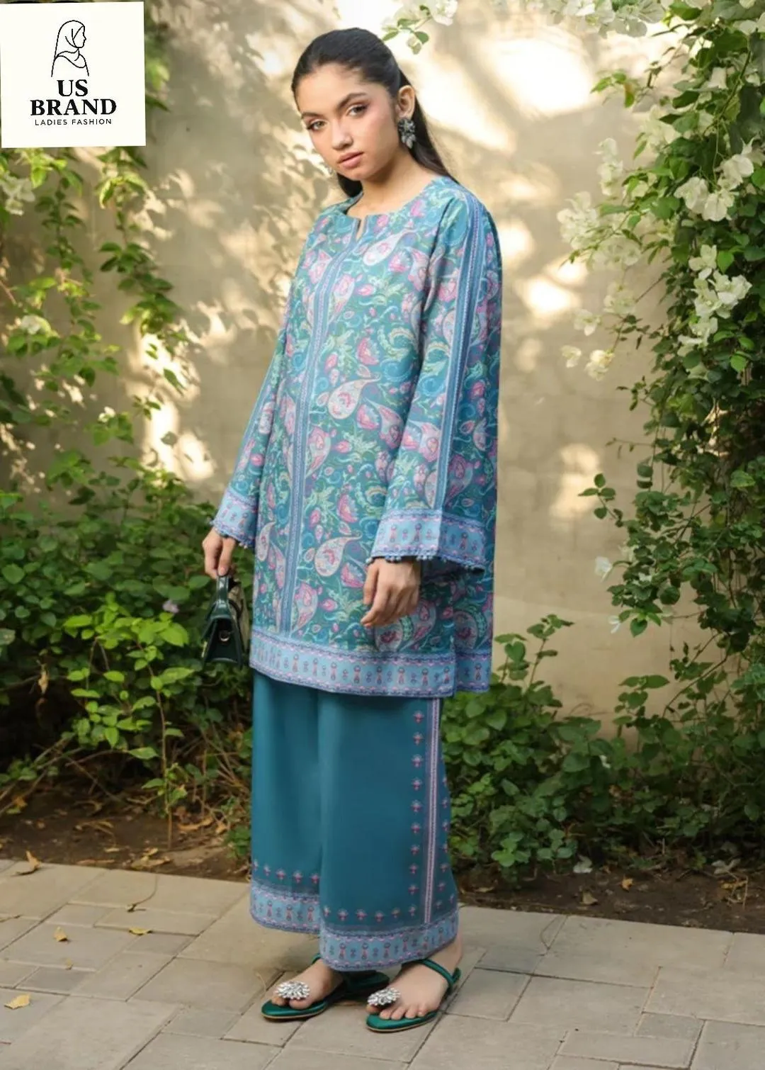 2 Pcs Women's Stitched Swiss Lawn Digital Print Co-Ord Set