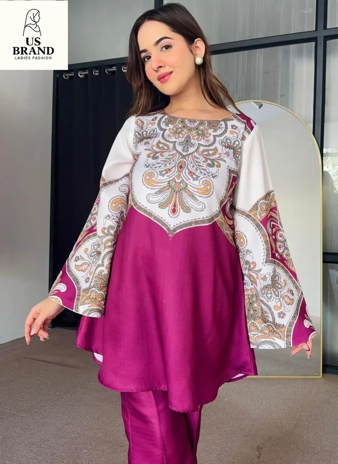 2 Pcs Women's Stitched Swiss Lawn Digital Print Shirt And Trouser