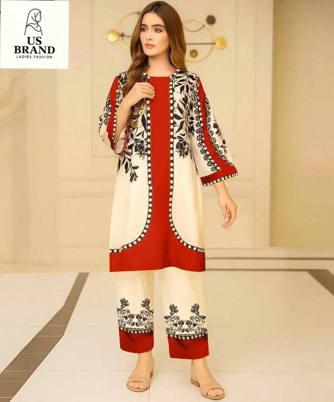 2 Pcs Women's Stitched Lawn Printed Co-Ord Set