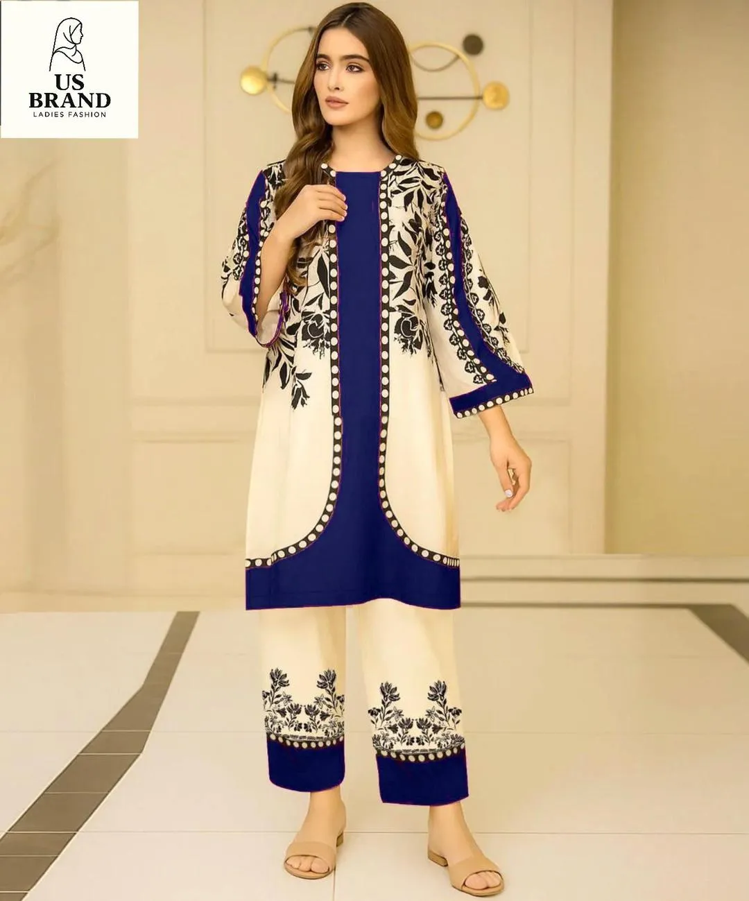 2 Pcs Women's Stitched Lawn Printed Co-Ord Set