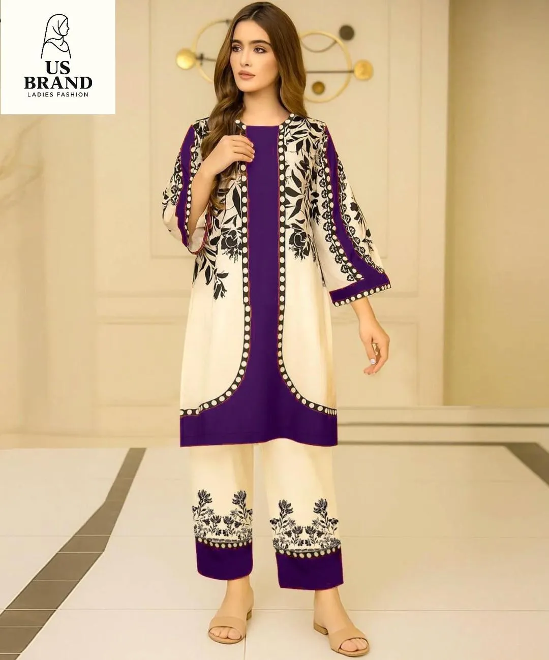 2 Pcs Women's Stitched Lawn Printed Co-Ord Set