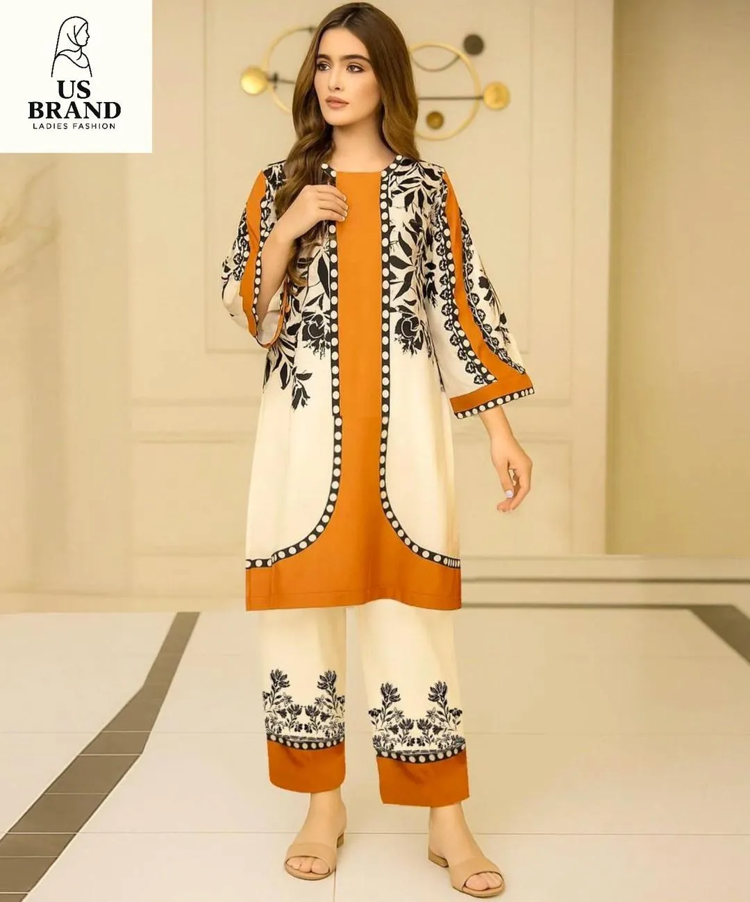 2 Pcs Women's Stitched Lawn Printed Co-Ord Set