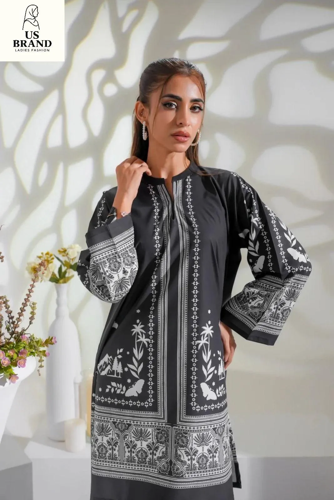 2 Pcs Women's Stitched Swiss Lawn Digital Print Co-Ord Set