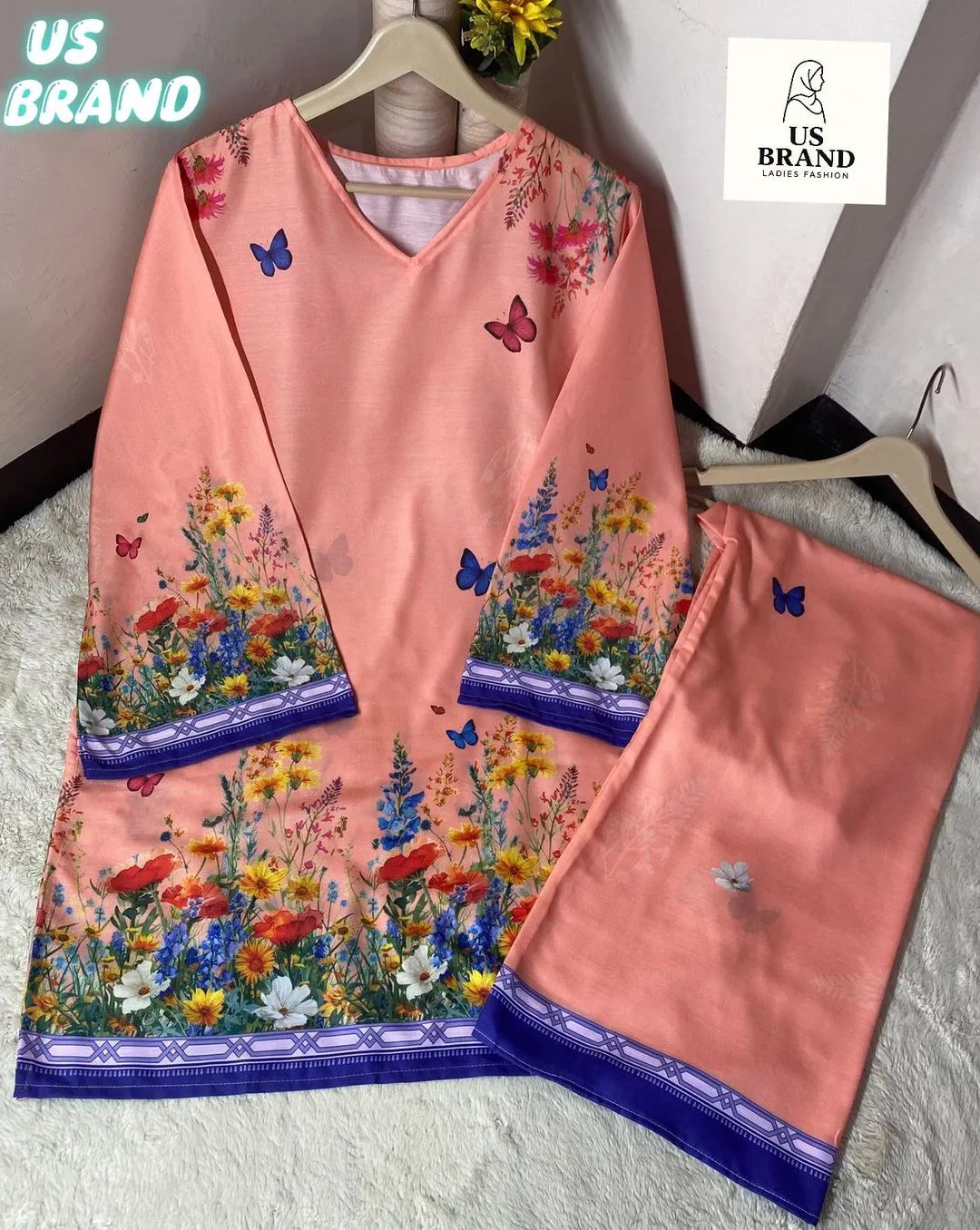 2 Pcs Women's Stitched Swiss Lawn Printed Co-Ord Set