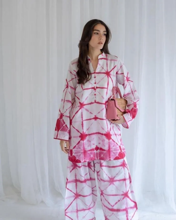 2 Pcs Women's Stitched Swiss Lawn Printed Co-Ord Set