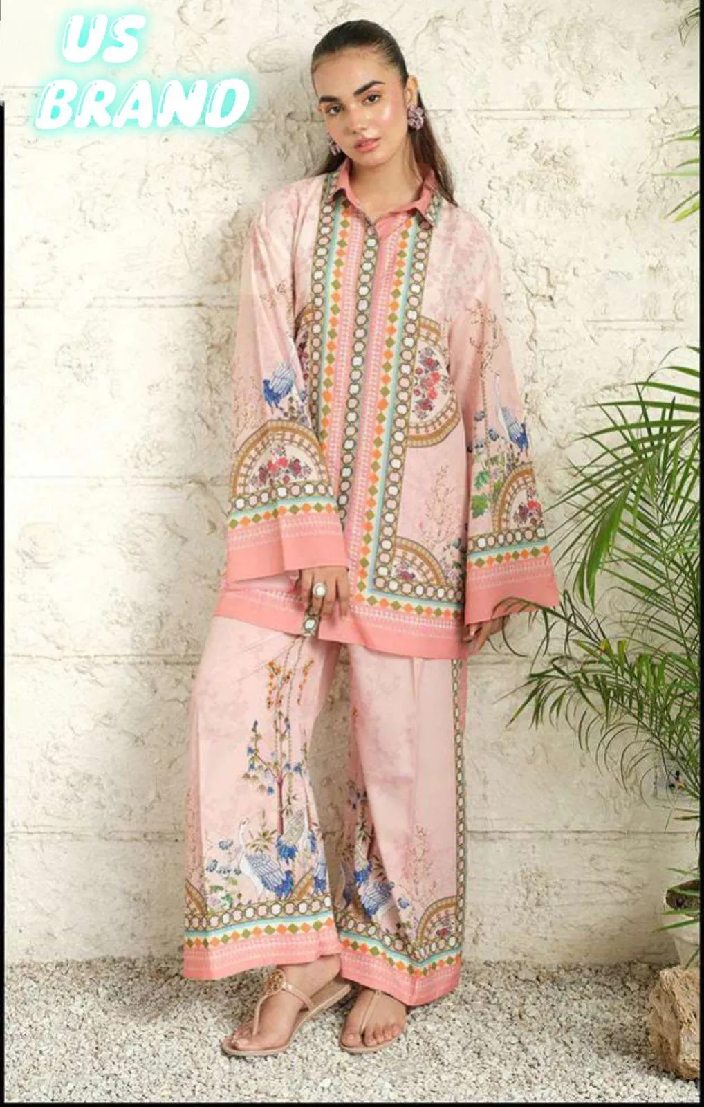 2 Pcs Women's Stitched Swiss Lawn Digital Print Co-Ord Set