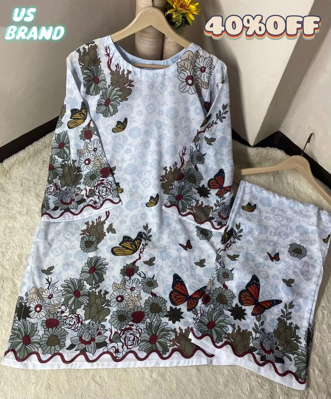 2 Pcs Women's Stitched Swiss Lawn Digital Print Co-Ord Set