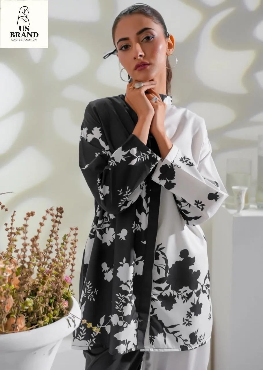 2 Pcs Women's Stitched Swiss Voile Digital Print Co-Ord Set