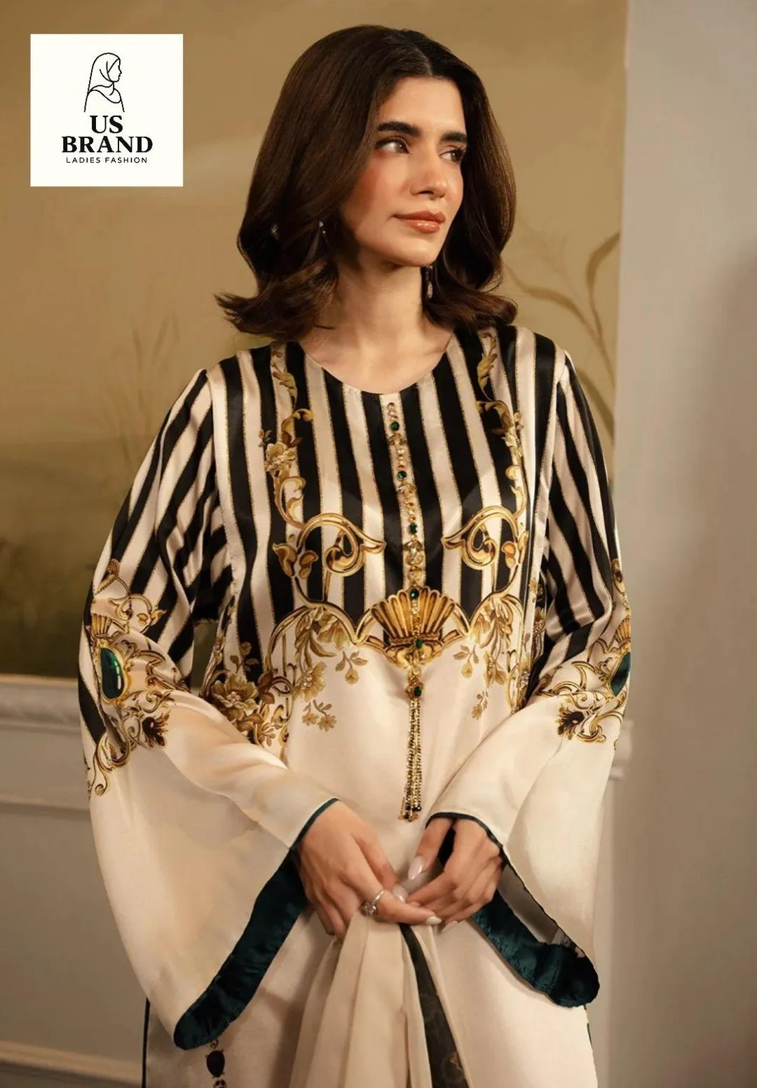 2 Pcs Women's Stitched Swiss Lawn Digital Print Shirt And Trouser