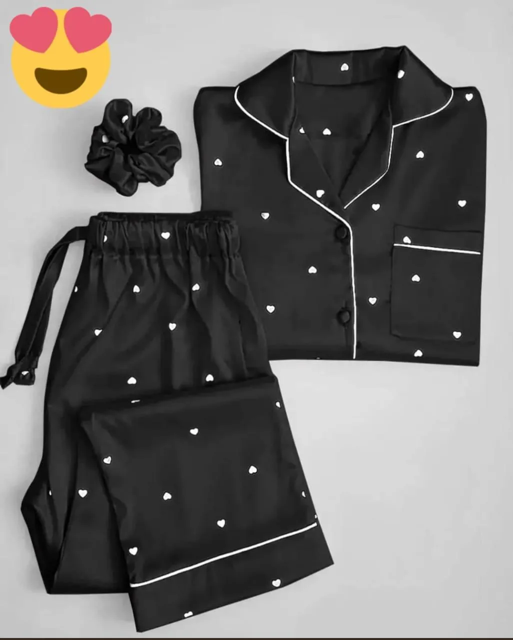 3 Pcs Women's Stitched Silk Printed Night Suit