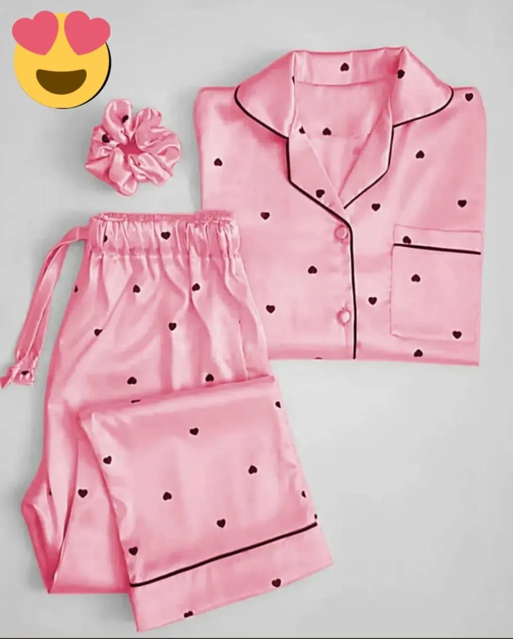 3 Pcs Women's Stitched Silk Printed Night Suit