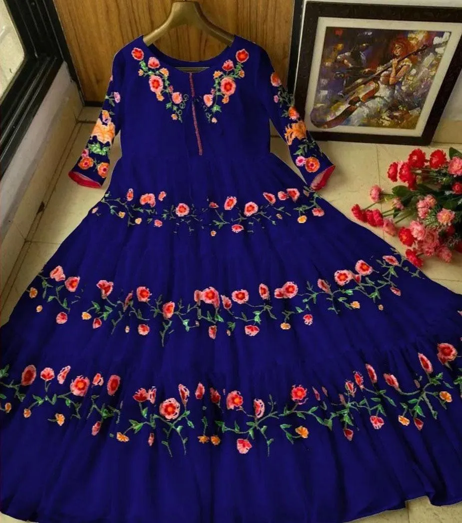 1 Pc Women's Stitched Chiffon Embroidered Maxi