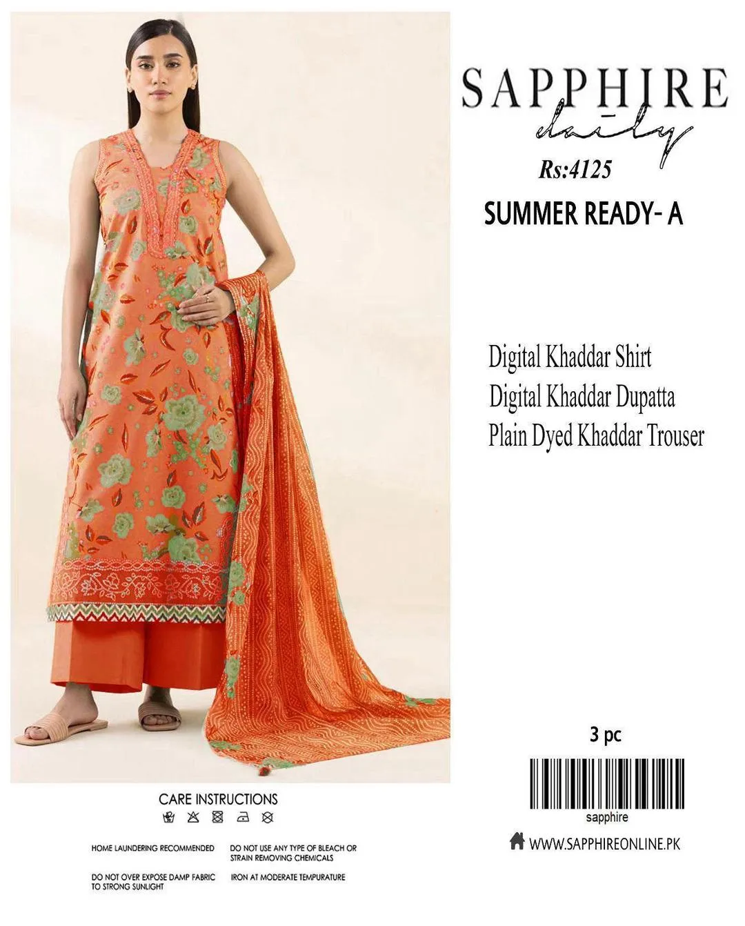 3 Pcs Women's Unstitched Printed Suit