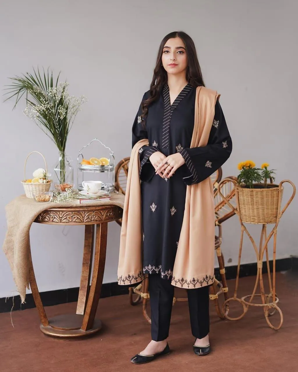 3 Pcs Women's Unstitched Embroidered Suit