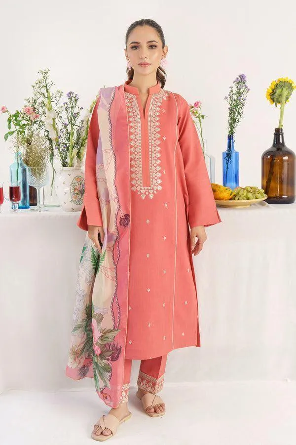 3 Pcs Women's Unstitched Embroidered Suit