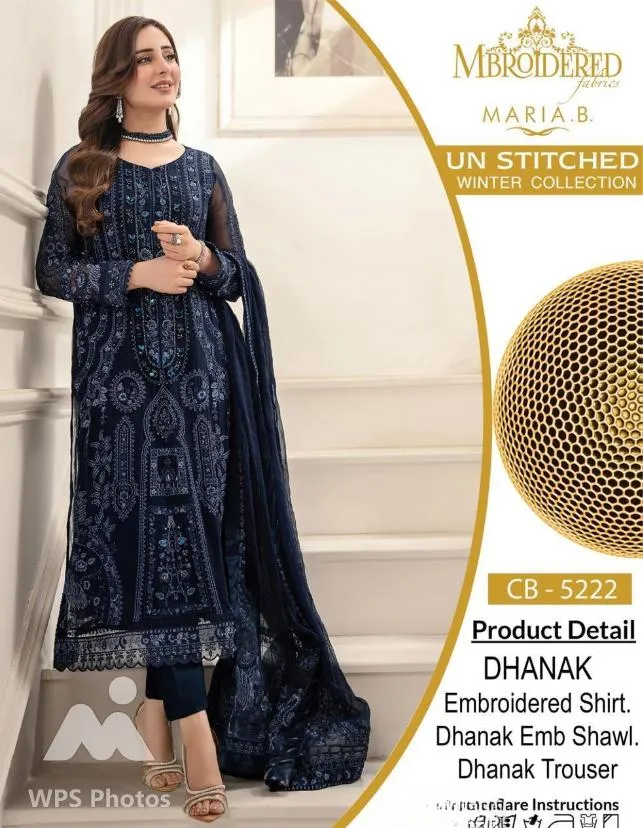 3 Pcs Women's Unstitched Embroidered Suit