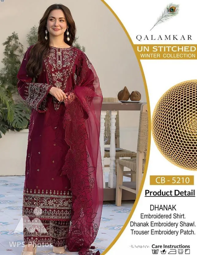 3 Pcs Women's Unstitched Embroidered Suit