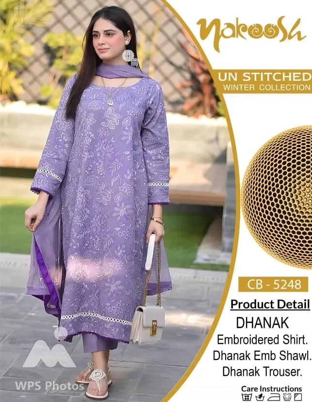 3 Pcs Women's Unstitched Embroidered Suit