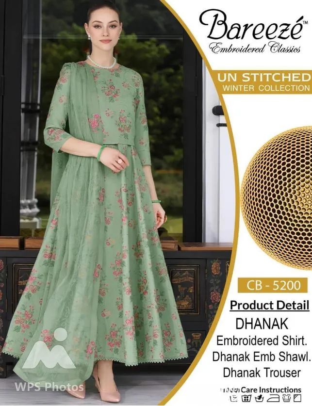 3 Pcs Women's Unstitched Embroidered Suit