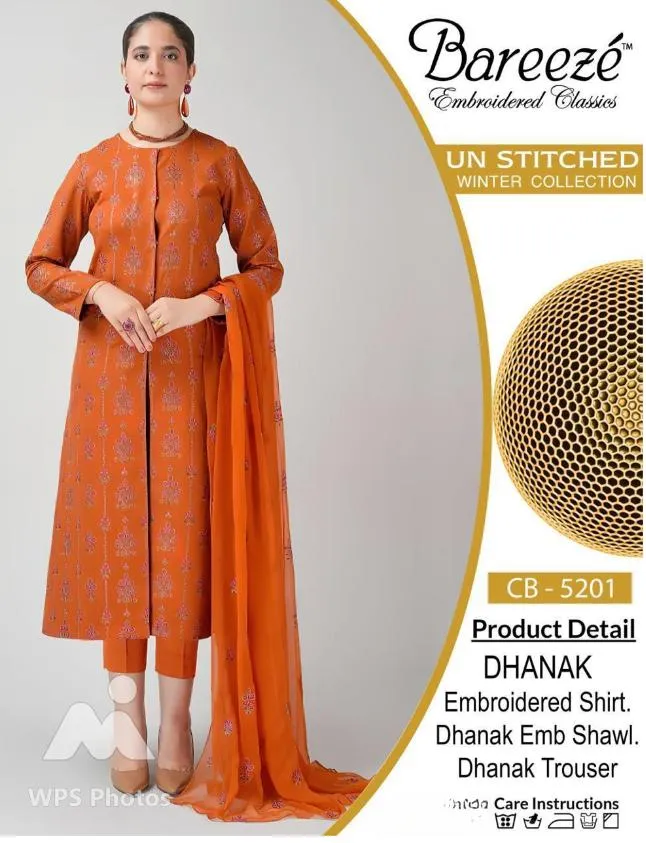 3 Pcs Women's Unstitched Embroidered Suit