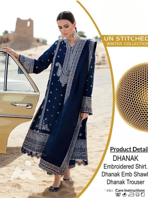 3 Pcs Women's Unstitched Embroidered Suit