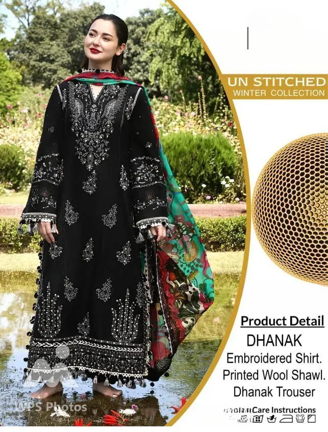 3 Pcs Women's Unstitched Embroidered Suit