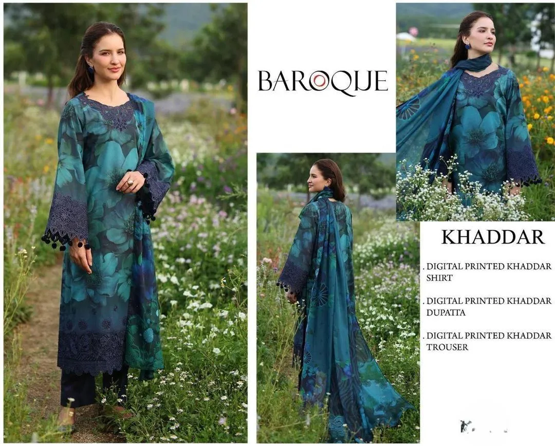 3 Pcs Women's Unstitched Digital Print Suit