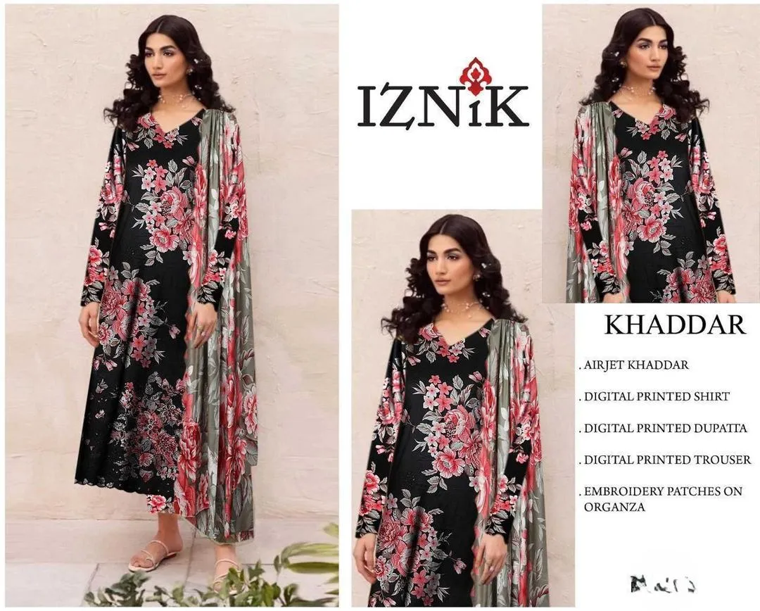 3 Pcs Women's Unstitched Digital Print Suit