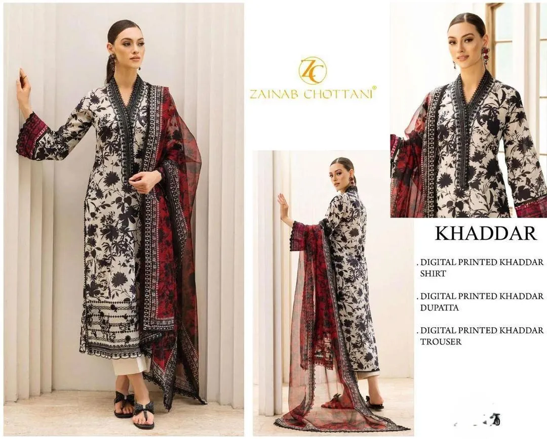 3 Pcs Women's Unstitched Digital Print Suit