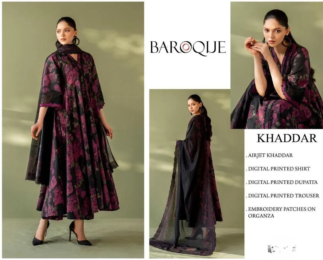 3 Pcs Women's Unstitched Digital Print Suit